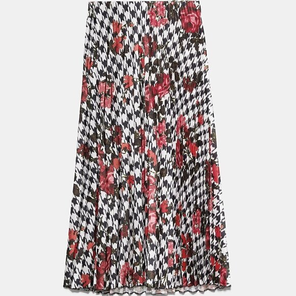 NWT ZARA PRINTED FLORAL BLOGGER WOW PLEATED SKIR - Picture 8 of 8